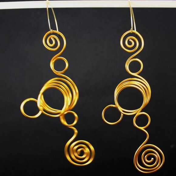 Big and Bold Spiral Swirls and bubbles earrings Handcrafted in Canada - Picture 3 of 6